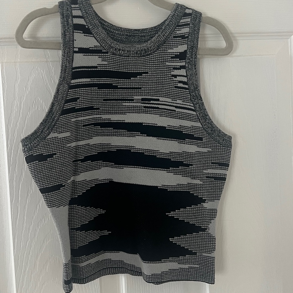 Gray and Black Patterned Women's Top